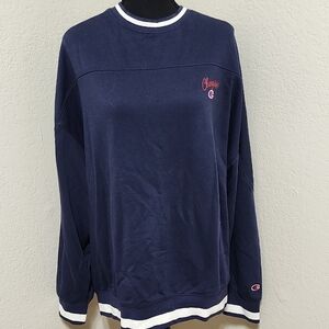 Champion Men's/Unisex Crewneck Sweater in Navy and White